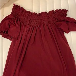 B. P. Burgundy off the shoulder top. Size M
